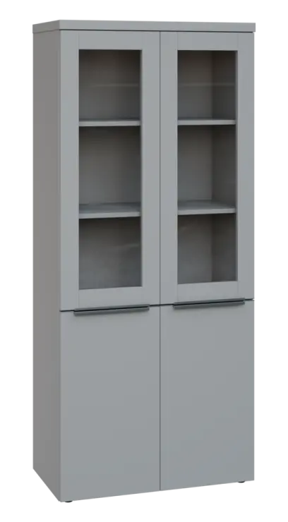 SIN 5 - 8DS kancelářská skříň, 4-dveřová/prosklená, 1820x800x400, šedá